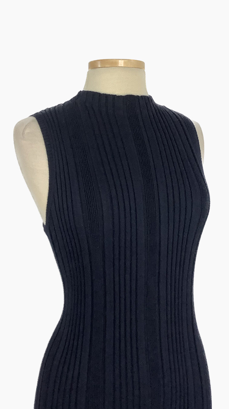 Knit longline tank in navy - 2/3xl